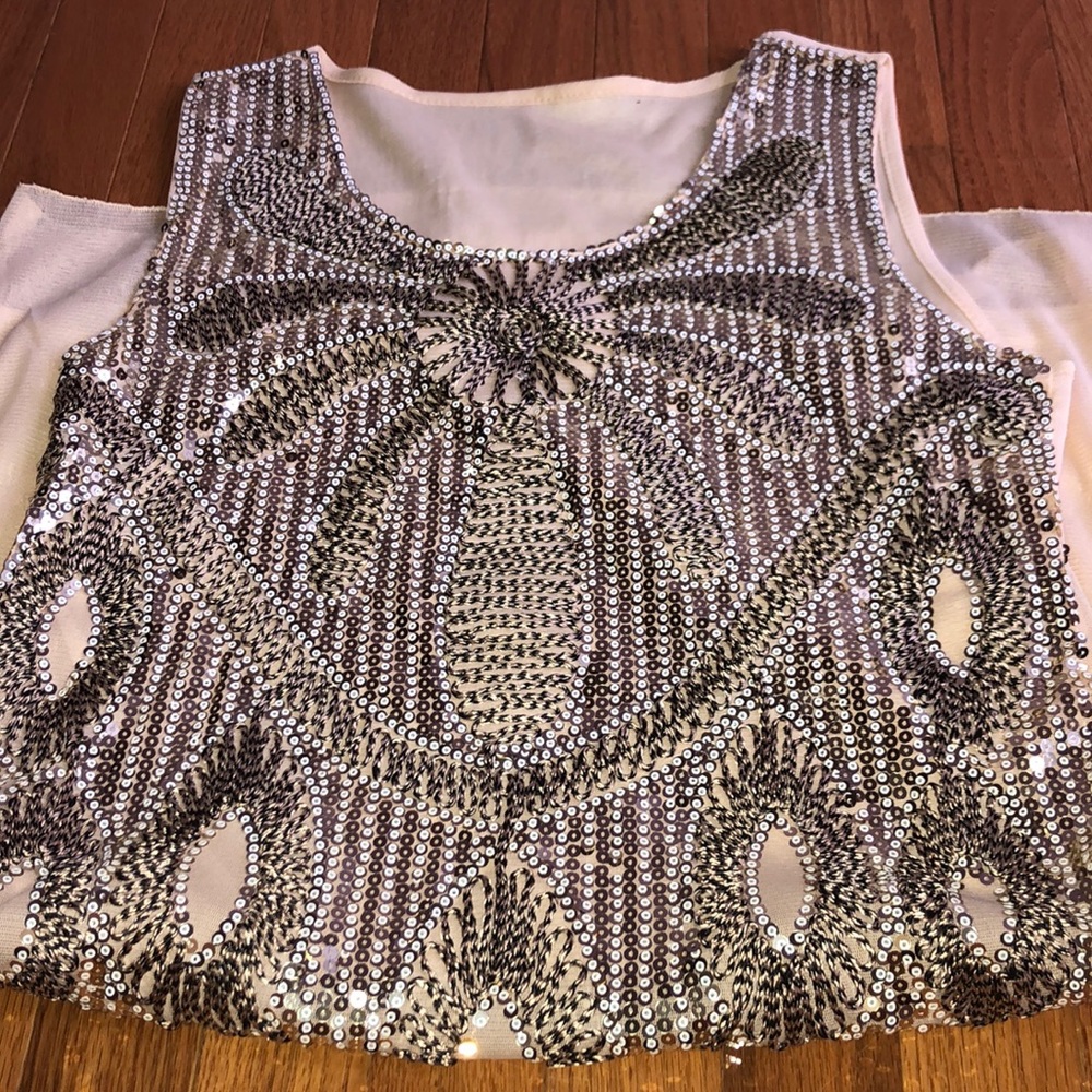 Sparkly tan dress